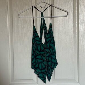 Ecote: Teal and Black Geometric Camisole - Size XS
